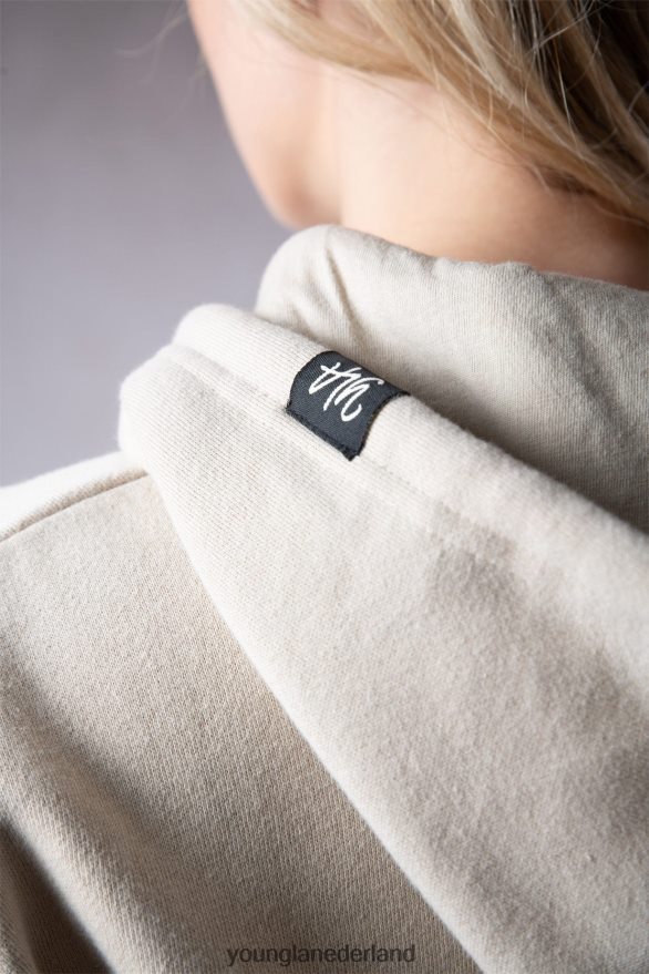 kleding nl YoungLA vrouwen W508 perfecte cropped hoodie licht taupe ZV0RH41172