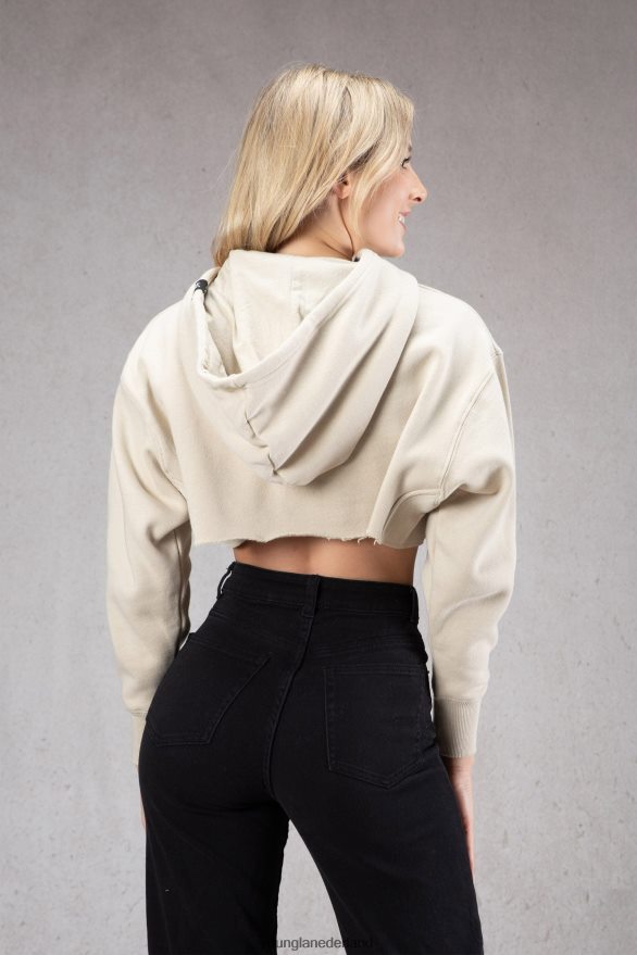 kleding nl YoungLA vrouwen W508 perfecte cropped hoodie licht taupe ZV0RH41172