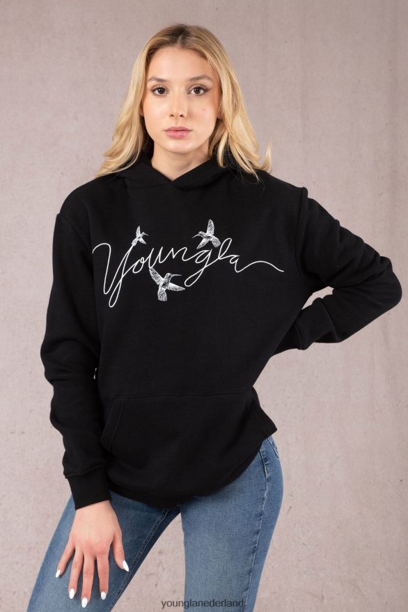 kleding nl YoungLA vrouwen W509 oversized hoodie met kolibrie donker olijfgroen ZV0RH41188