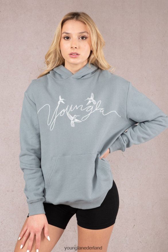 kleding nl YoungLA vrouwen W509 oversized hoodie met kolibrie steenkool ZV0RH41186