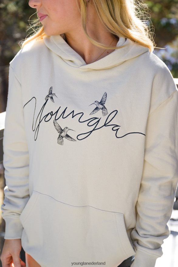 kleding nl YoungLA vrouwen W509 oversized hoodie met kolibrie zwart ZV0RH41187