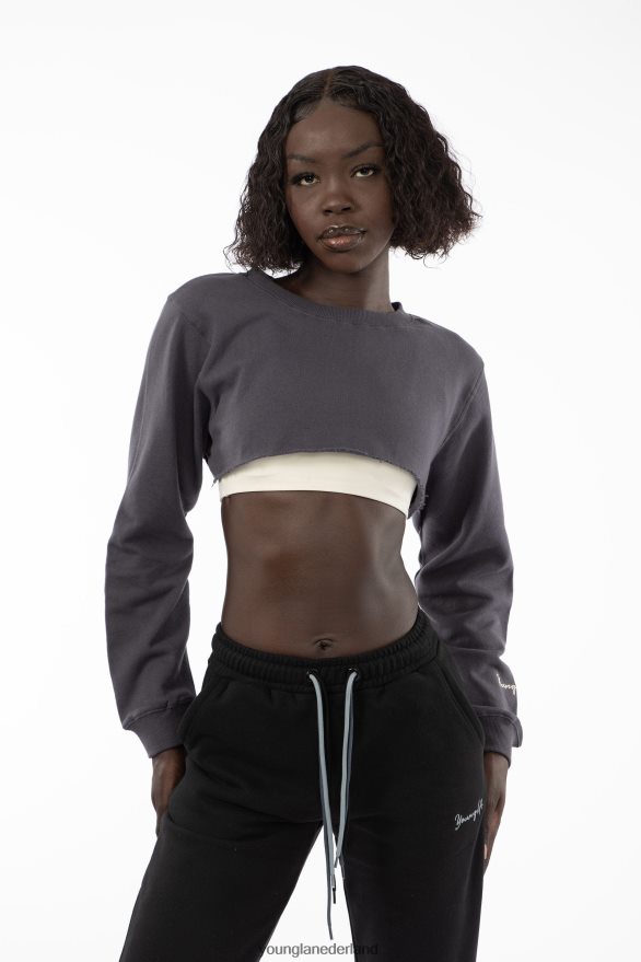 kleding nl YoungLA vrouwen w501 super crop trui steenkool ZV0RH41197